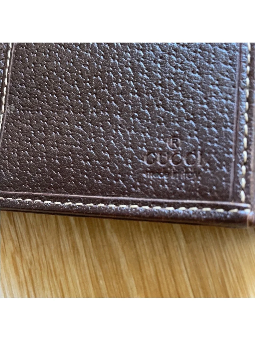 Gucci Brown/Beige GG Canvas Fold Wallet with Gold Plate